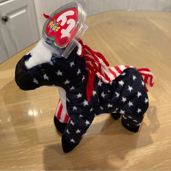 NWT Vintage "Lefty 2000” Beanie Baby. Date of birth 7/4/2000. Plastic tag holder - Picture 3 of 13